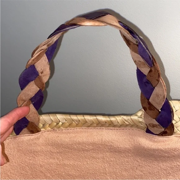 French Inspired Market Woven Bag Leather Strap Quiet Luxury - Picture 3 of 11